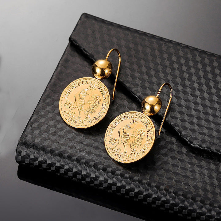 Boucles d’Oreilles "Monnaie Impériale" 2Pcs