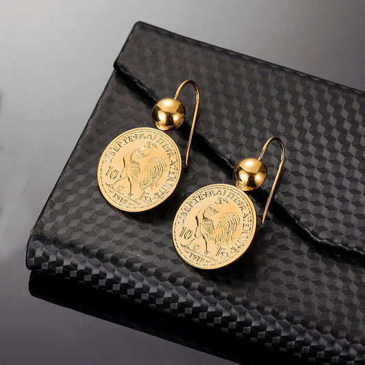 Boucles d’Oreilles "Monnaie Impériale" 2Pcs